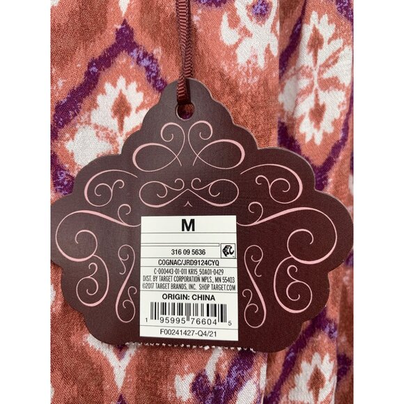 Knox Rose Womans M Cognac Midi Dress Balloon Sleeves Rayon Pockets NEW - Picture 3 of 10